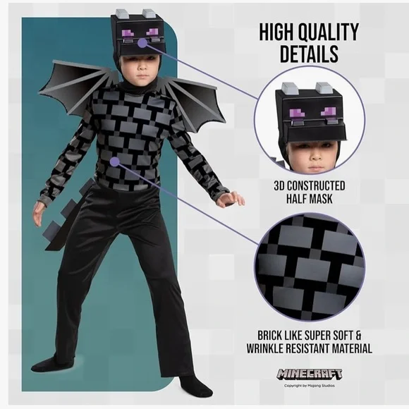 Disguise Minecraft Ender Dragon Costume for Kids, Video Game - Picture 3 of 6